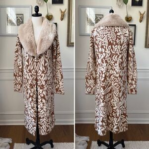 Happily Grey Faux Fur Collar Cardigan Sweater Duster Coatigan L
